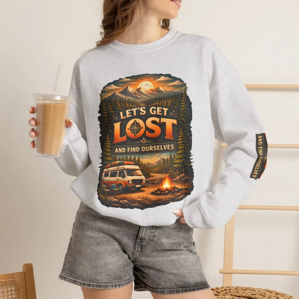 Unisex Heavy Blend™ Crewneck Sweatshirt — "Let´s Get Lost And Found Ourselfs" Design Scenic-Line