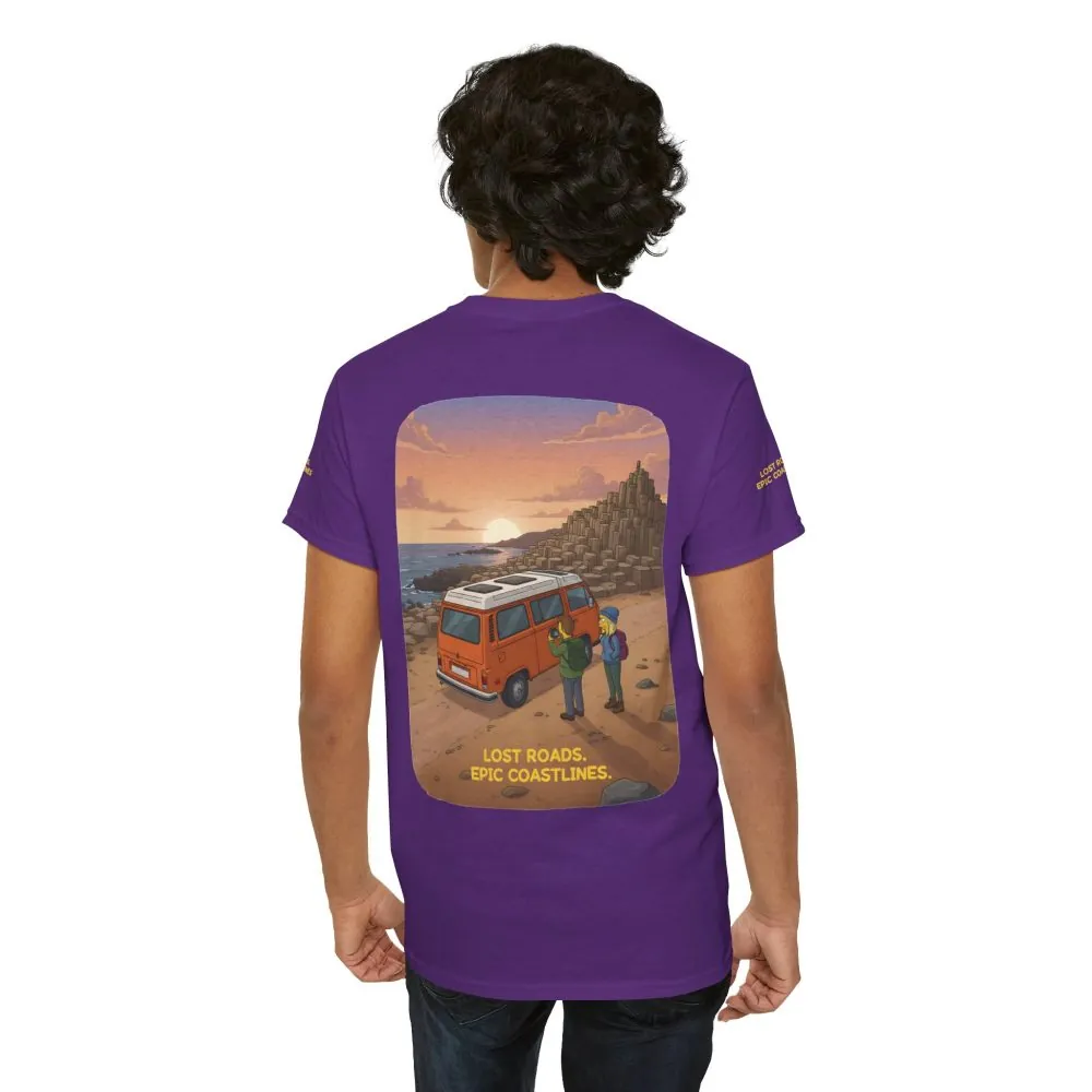 Unisex Heavy Cotton Tee — "Lost Roads Epic Coastlines" Design Sitcom-Line