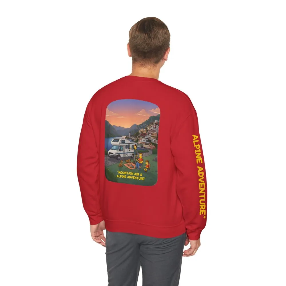 Unisex Heavy Blend™ Crewneck Sweatshirt — "Mountain Air-Alpine Adventure" Design Sitcom-Line