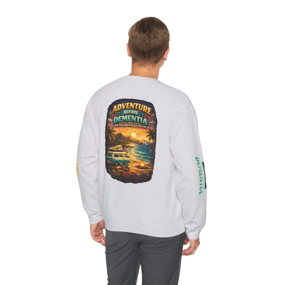 Unisex Heavy Blend™ Crewneck Sweatshirt — "Adventure Before Dementia" Design Scenic-Line