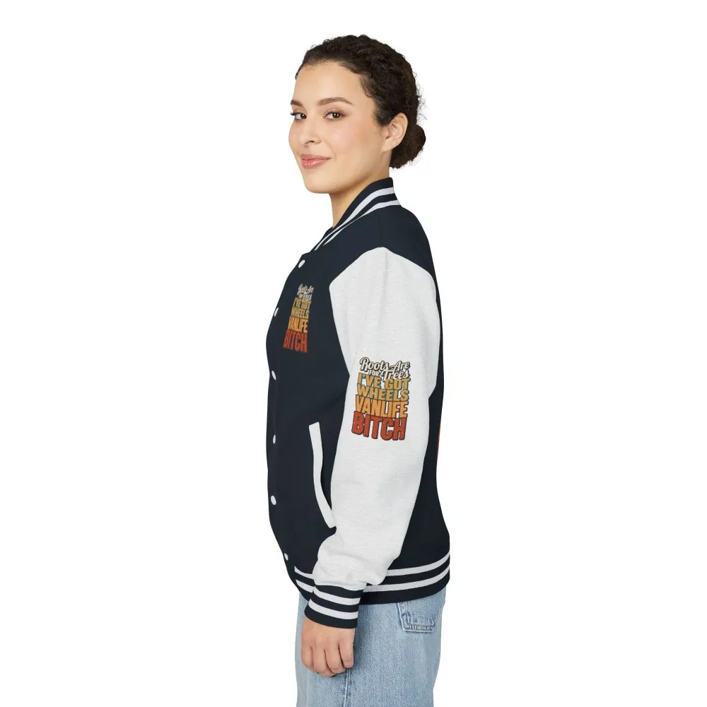 Unisex Heavyweight Letterman Jacket — "Roots Are For Trees" Design F**K-Line