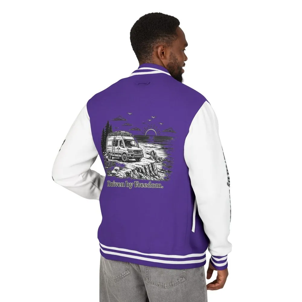 Unisex Heavyweight Letterman Jacket — "Driven By freedom" Travel Varsity Coat
