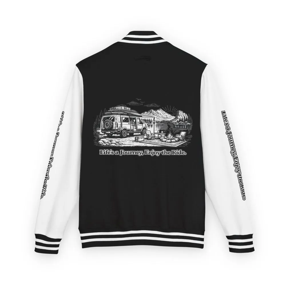 Unisex Heavyweight Letterman Jacket — "Lifes A Journey,Enjoy The Ride" Travel Varsity Coat