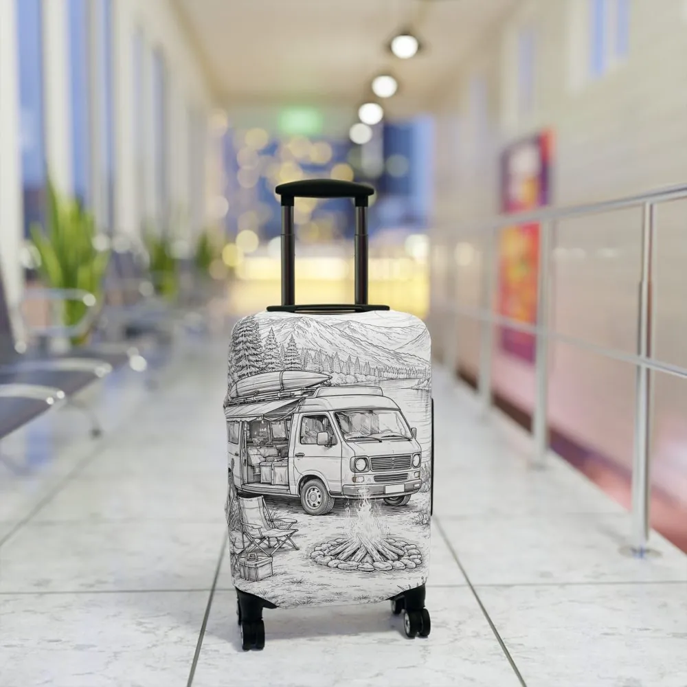 Luggage Cover — Adventure Camper Sketch Travel Suitcase