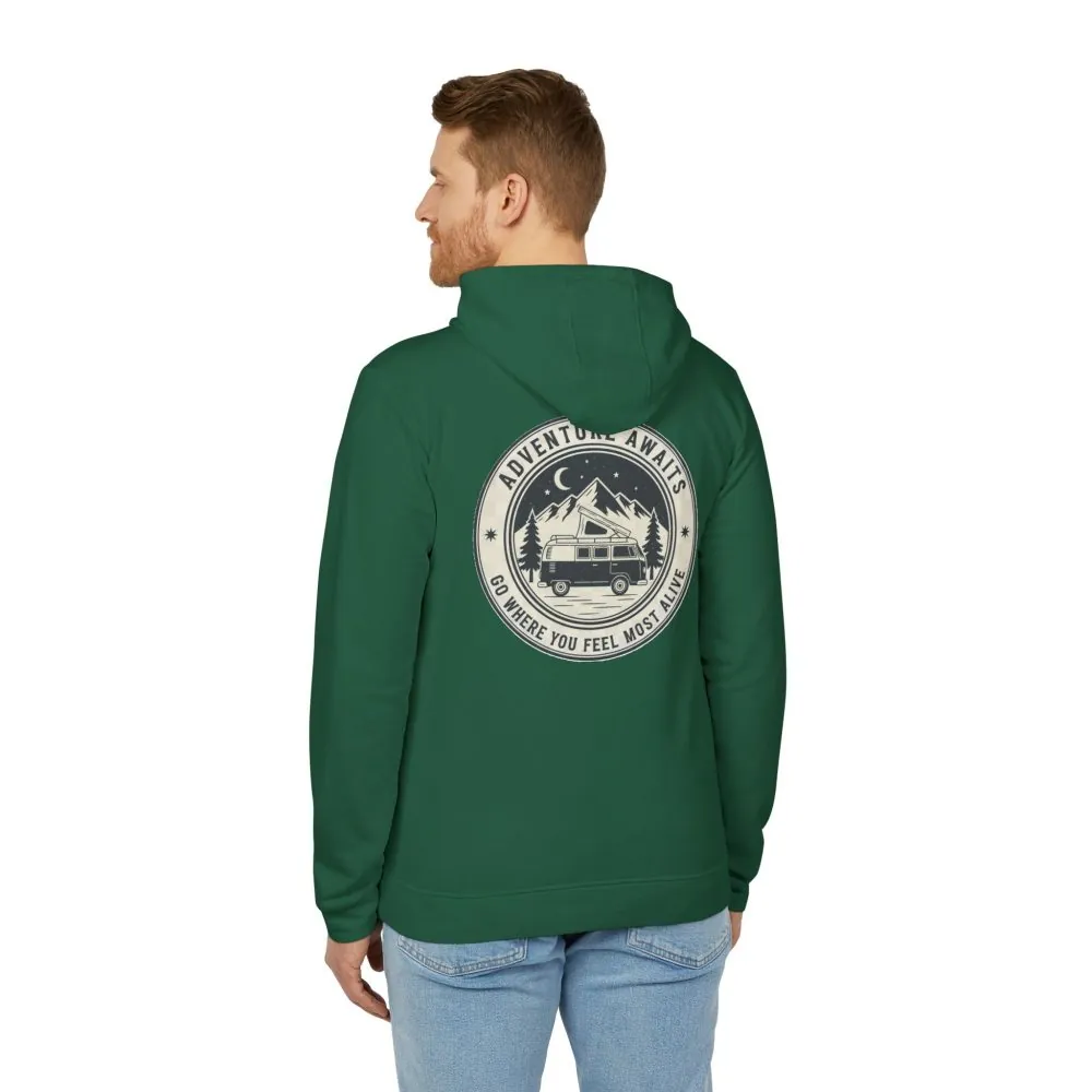 17108776271750202376_2048.jpeg Hoodie(Adidas) — 'Adventure Awaits-Go Where You Feel Most Alive' Outdoor Travel Pullover (Front + Back Printed)