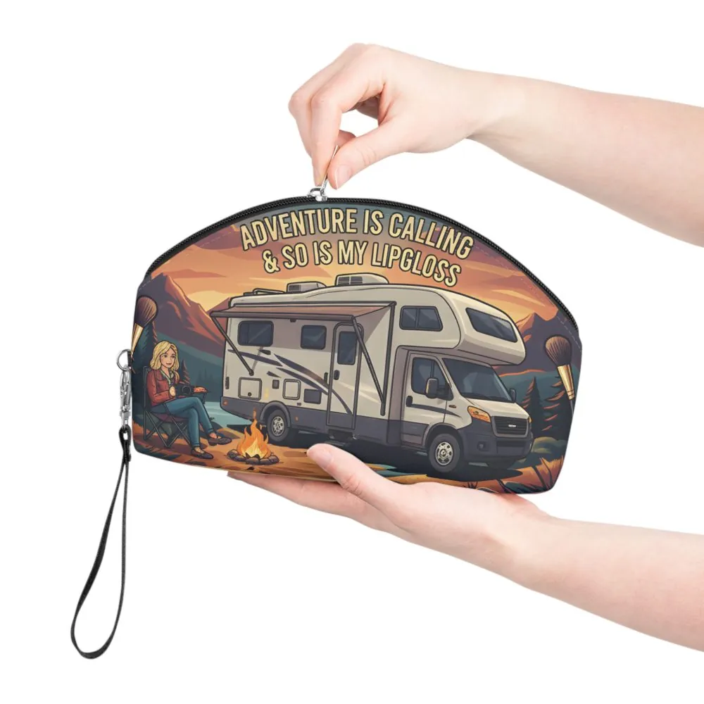 Makeup Bag — "Adventure Is Calling-So Is My Lipgloss" campervan quoted