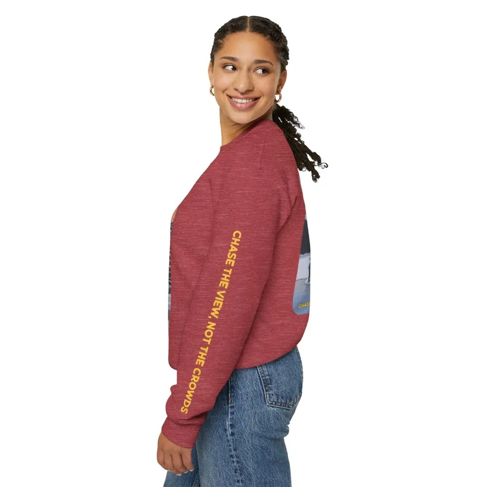 Unisex Heavy Blend™ Crewneck Sweatshirt — "Chase The Views-Not The Crowds"" Design Sitcom-Line
