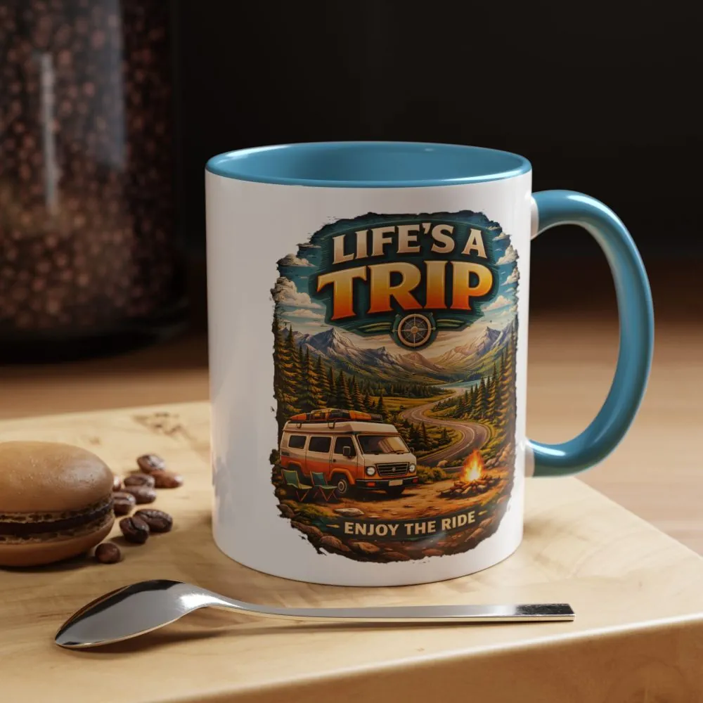 Accent Coffee Mug (11, 15oz) — "Life s A Trip" Design Scenic-Line
