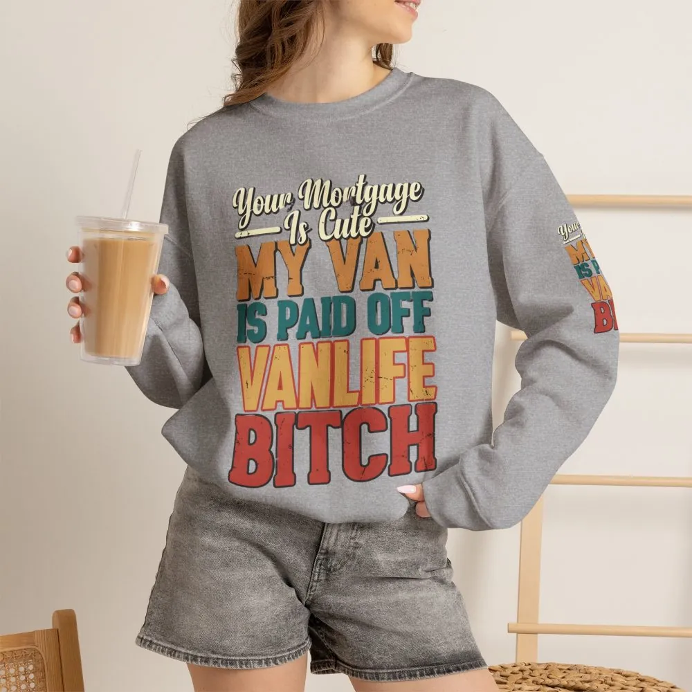 Unisex Heavy Blend™ Crewneck Sweatshirt — "Your Mortgage Is Cute" Design F**K-Line