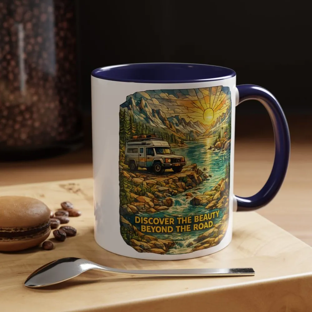 17121966433264184536_2048.jpeg Accent Coffee Mug (11, 15oz) — "Discover The Bieuty Beyond The Road" Design Cubic-Line