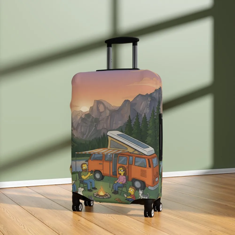 Luggage Cover — Adventure Camper Sketch Travel Suitcase(Design Sitcom-Line)