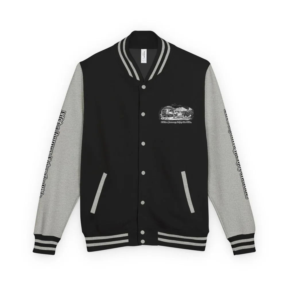 Unisex Heavyweight Letterman Jacket — "Lifes A Journey,Enjoy The Ride" Travel Varsity Coat