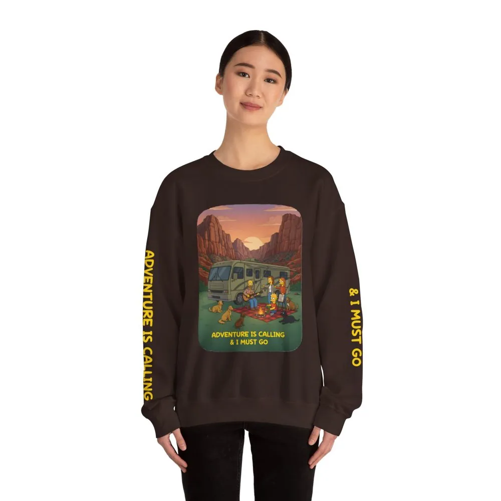 17149448307954695479_2048.jpeg Unisex Heavy Blend™ Crewneck Sweatshirt — "Adventure Is Calling-I Must Go" Design Sitcom-Line