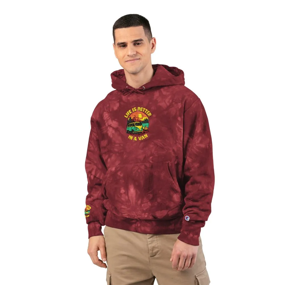 Unisex Tie-Dye Embroidered Hoodie — 'Life Is Better With A Van' Graphic