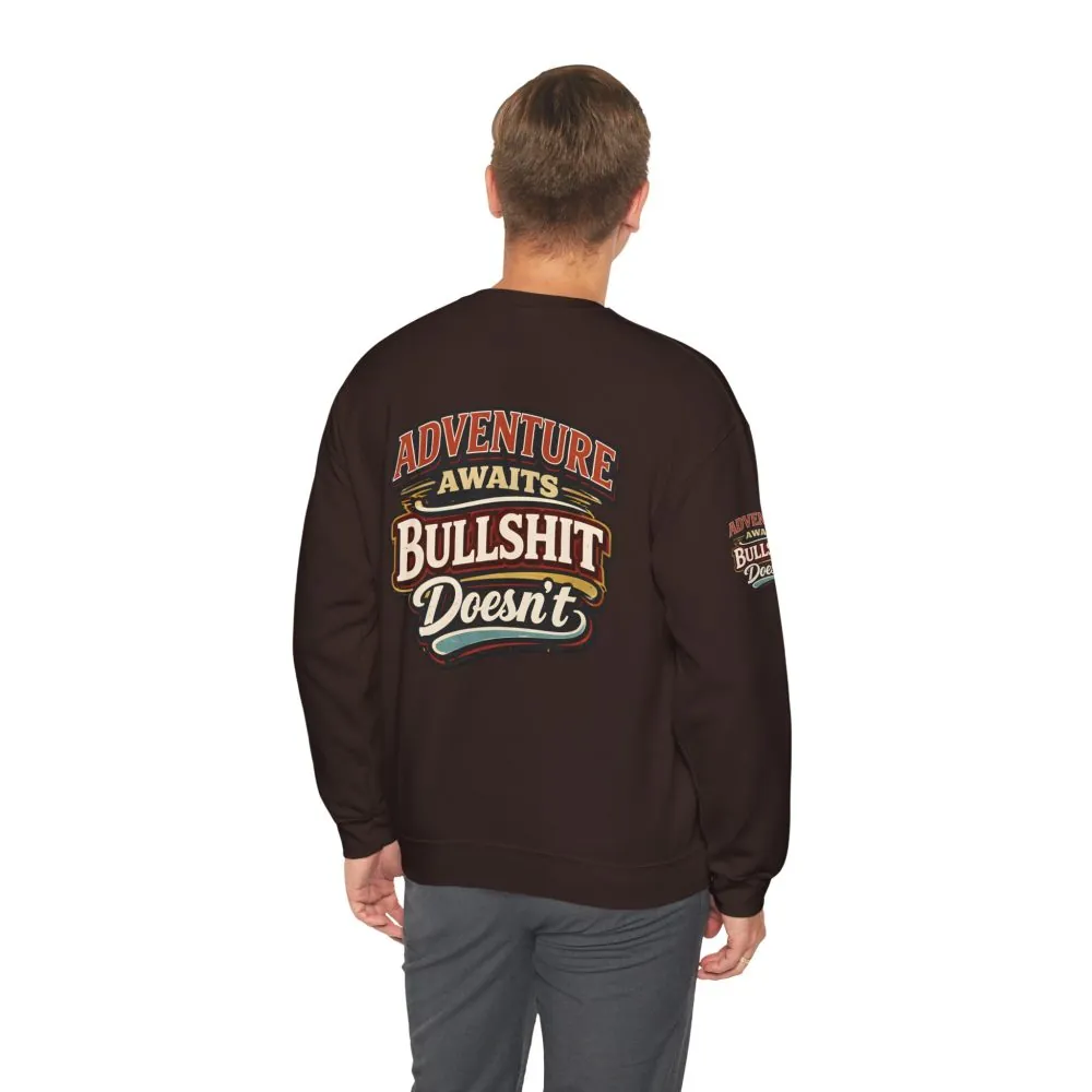 Unisex Heavy Blend™ Crewneck Sweatshirt — "Adventure Awaits" Design F**K-Line