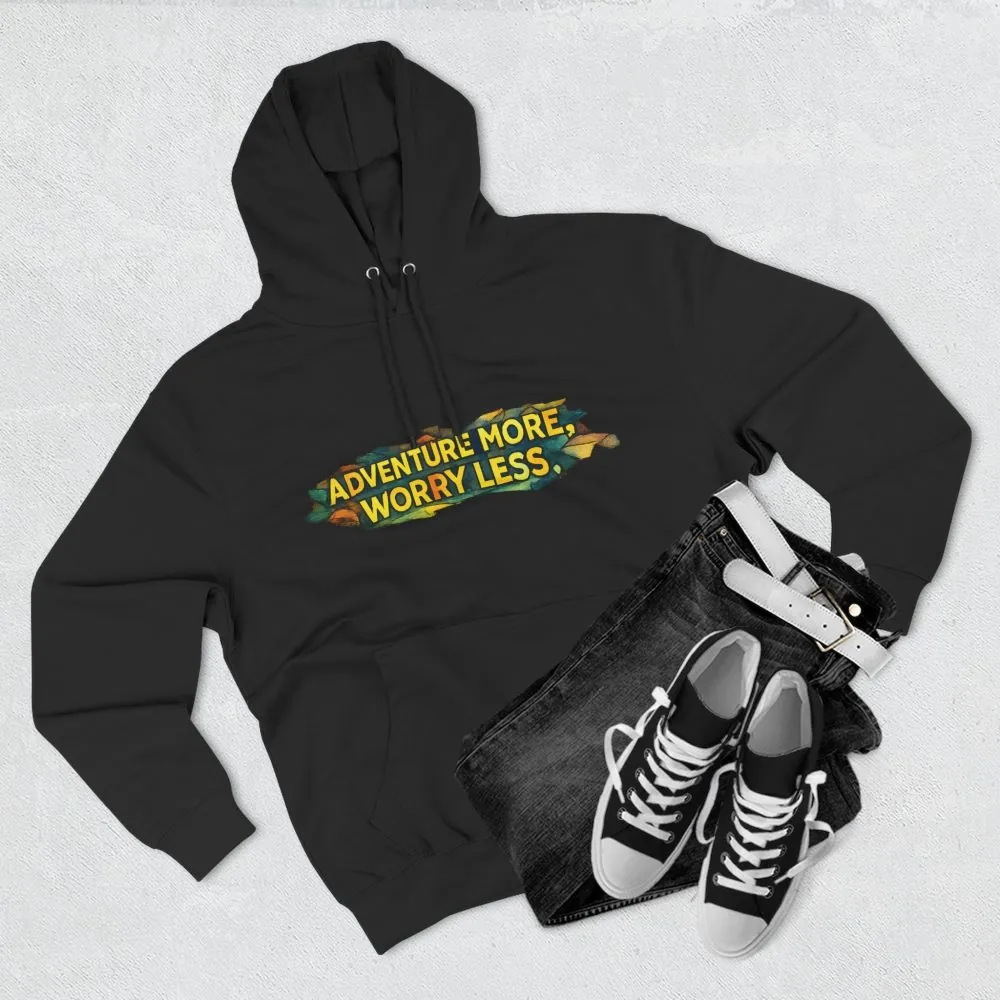 17184282870985608271_2048.jpeg Three-Panel Fleece Hoodie - "Adventure More Worry Less" Design Cubic-Line