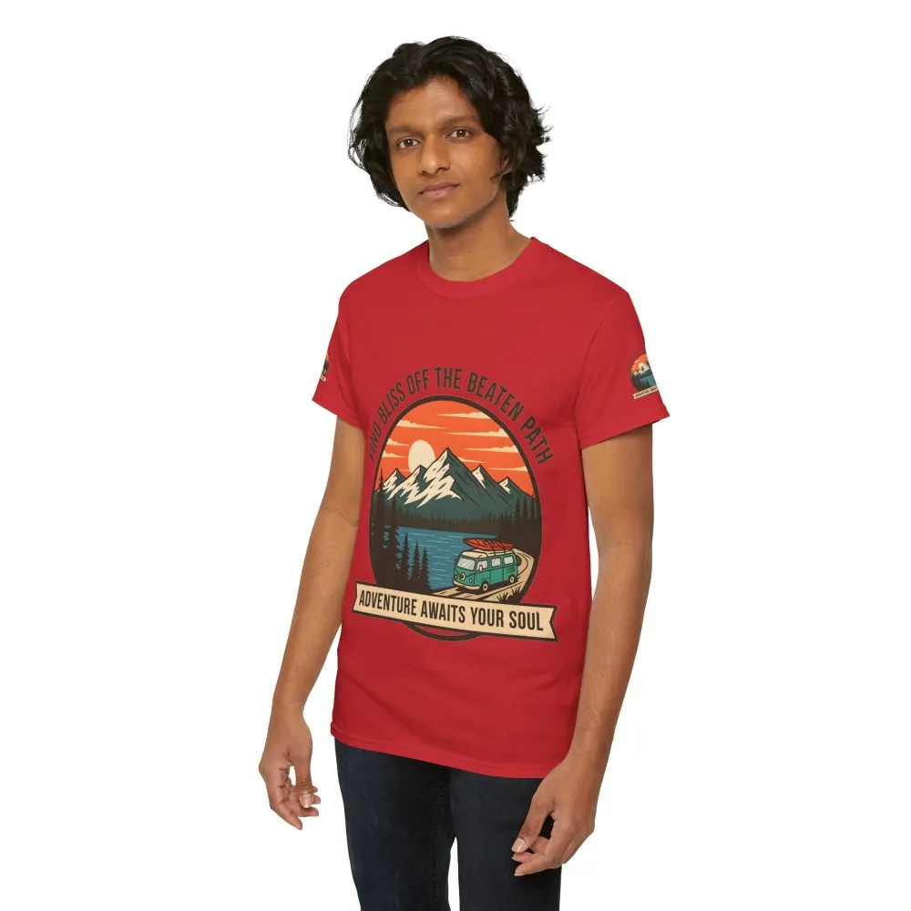 17198065873961209960_2048.jpeg Unisex Heavy Cotton Tee — "Find Bliss Off the Beaten Path" Mountain & Camper T‑Shirt