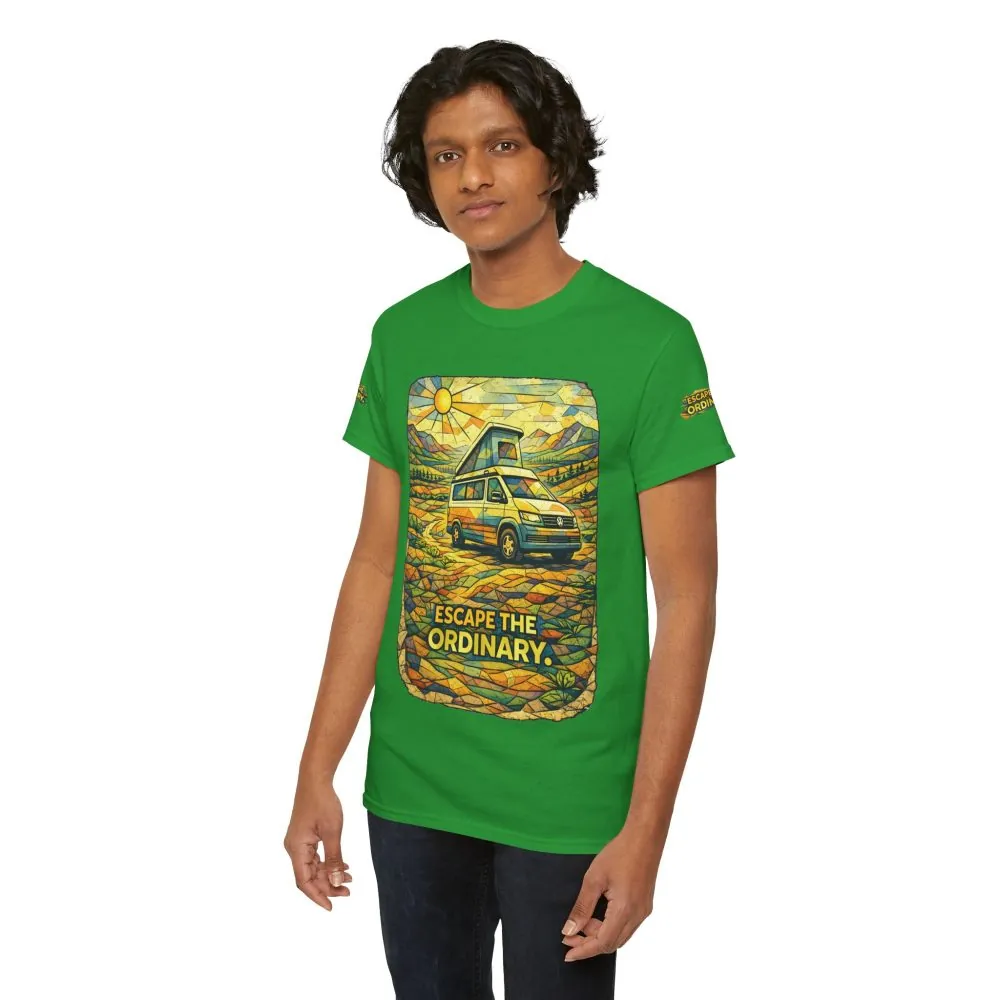 Unisex Heavy Cotton Tee — "Escape The Ordinary" Design Cubic-Line