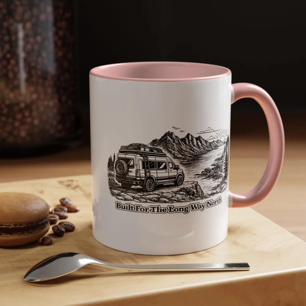 Accent Coffee Mug (11, 15oz) — "Built For The Long Way North" Design Minimal-Line