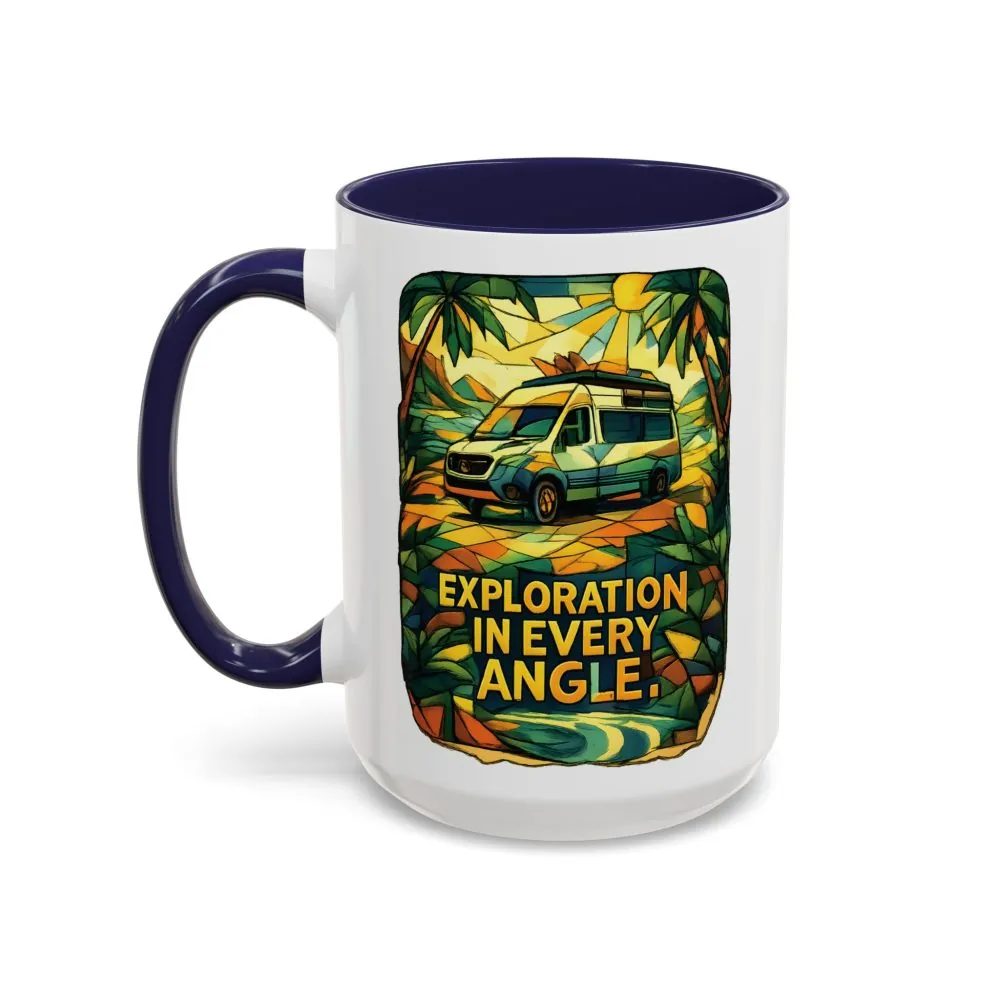 Accent Coffee Mug (11, 15oz) — "Exploration In Every Angle" Design Cubic-Line