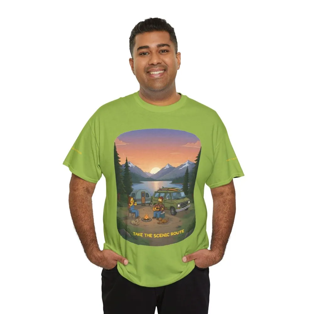 Unisex Heavy Cotton Tee — "Take The Scenic Route" Design Sitcom-Line