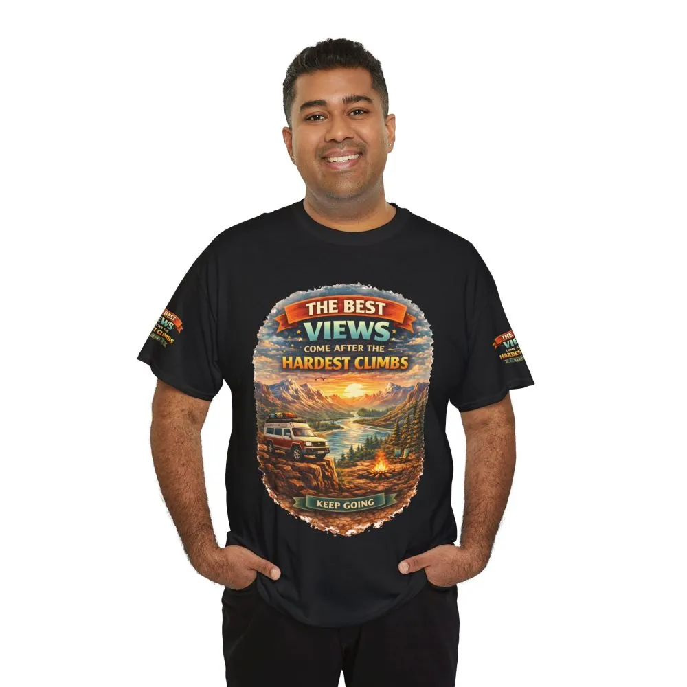 Unisex Heavy Cotton Tee — "The Best Views" Design Scenic-Line