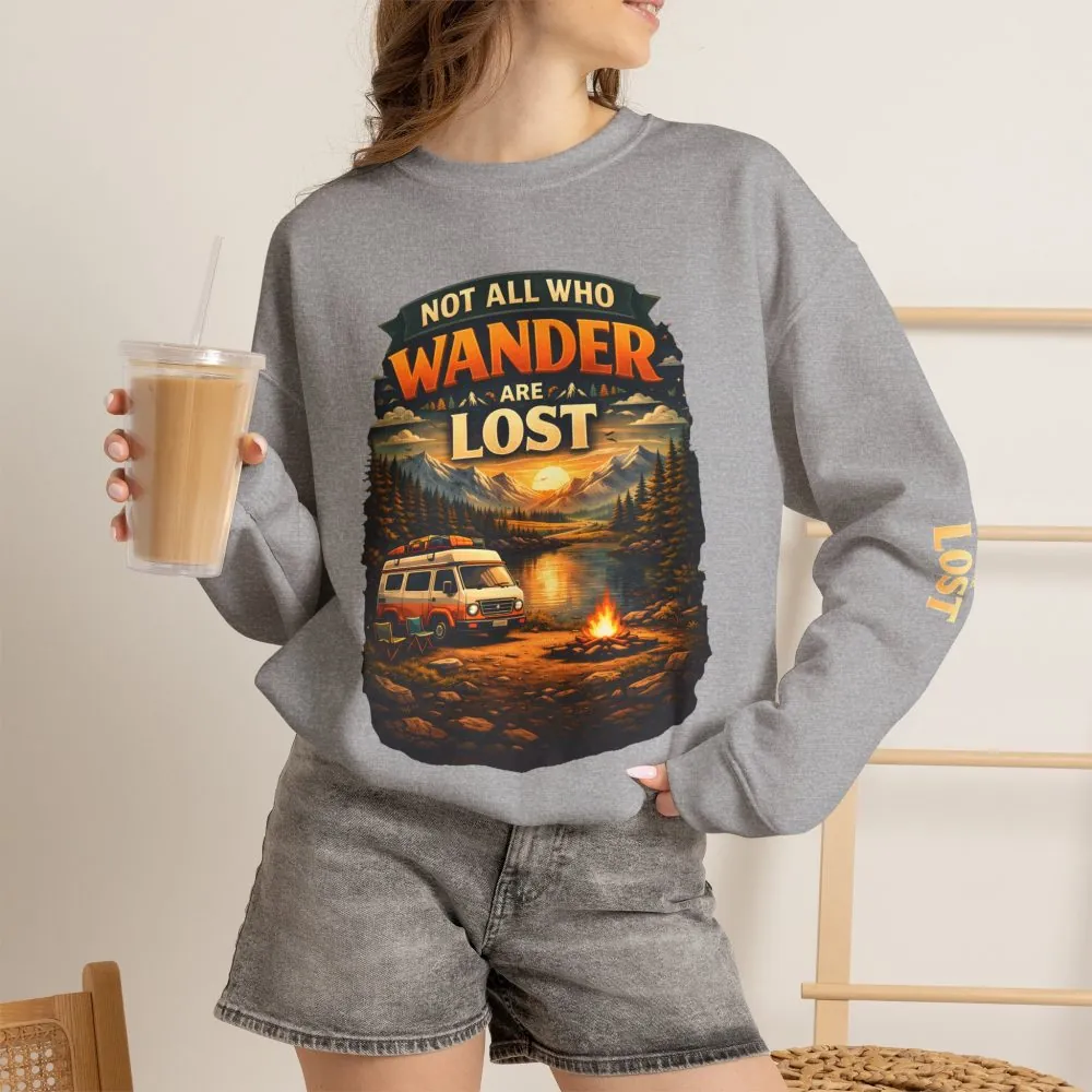 17243013735788421726_2048.jpeg Unisex Heavy Blend™ Crewneck Sweatshirt — "Not All Who Wander Are Lost" Design Scenic-Line
