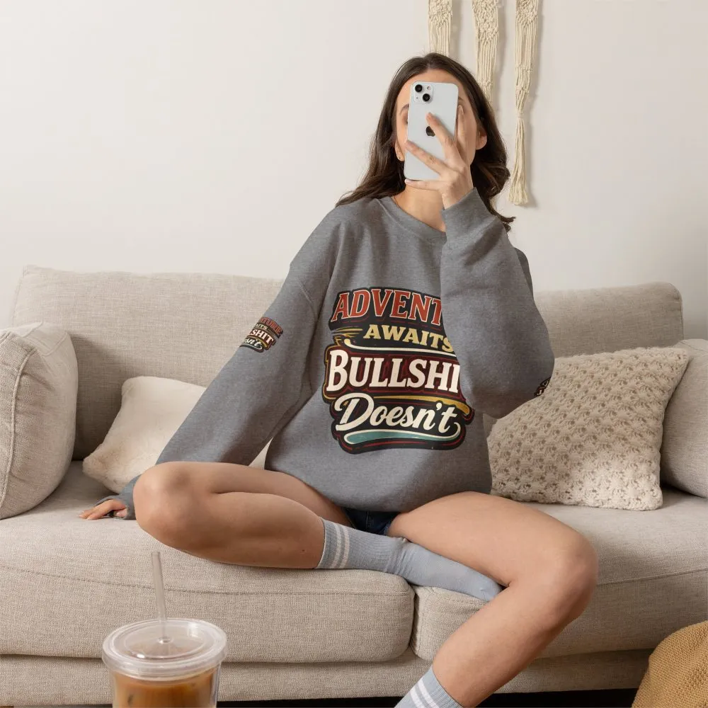 Unisex Heavy Blend™ Crewneck Sweatshirt — "Adventure Awaits" Design F**K-Line