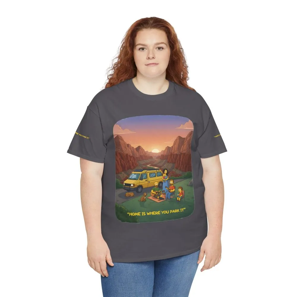 Unisex Heavy Cotton Tee — "Home Is Where You Park It" Design Sitcom-Line