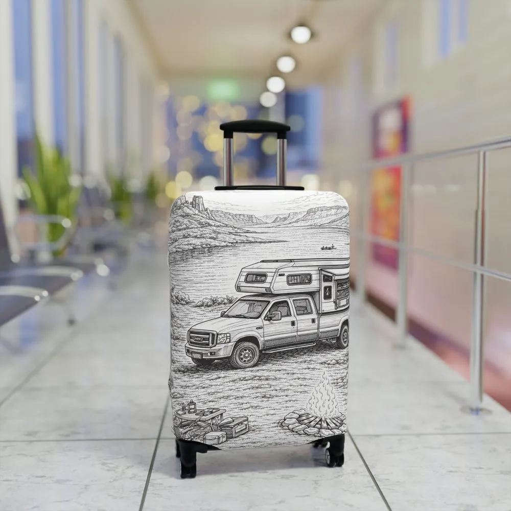 17268998003073190962_2048.jpeg Luggage Cover — Adventure Camper Sketch Travel Suitcase