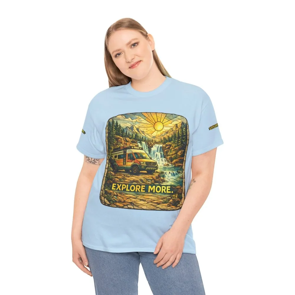 Unisex Heavy Cotton Tee — "Explore More" Design Cubic-Line