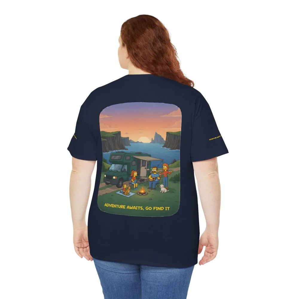 Unisex Heavy Cotton Tee — "Adventure Awaits-Go Find It" Design Sitcom-Line