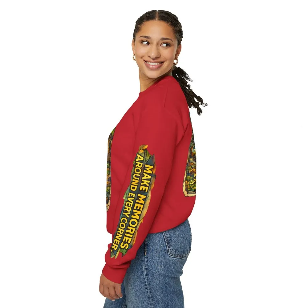 17284239491978219977_2048.jpeg Unisex Heavy Blend™ Crewneck Sweatshirt — "Make Memories Around Every Corner" Design Cubic-Line