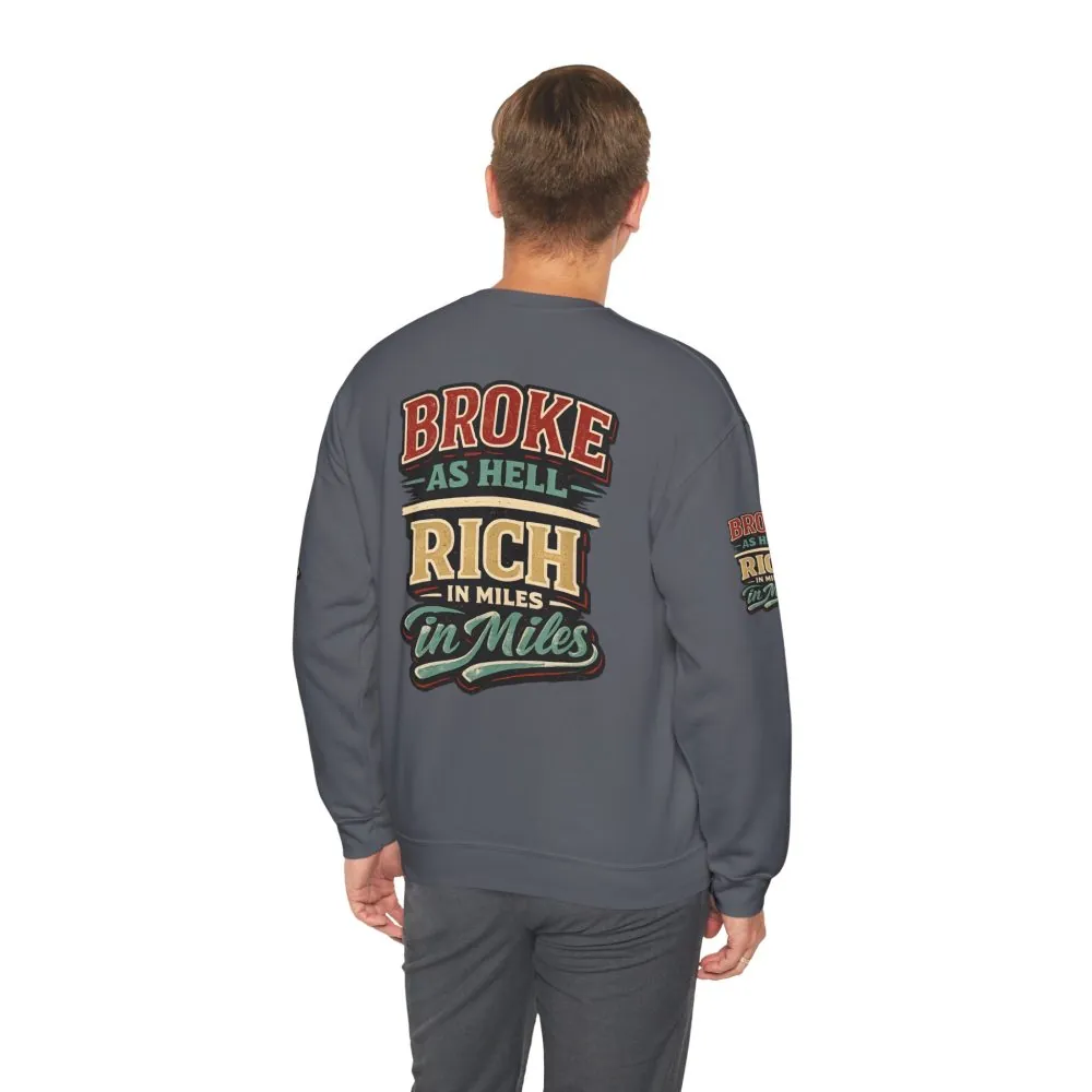 Unisex Heavy Blend™ Crewneck Sweatshirt — "Broke As Hell" Design F**K-Line