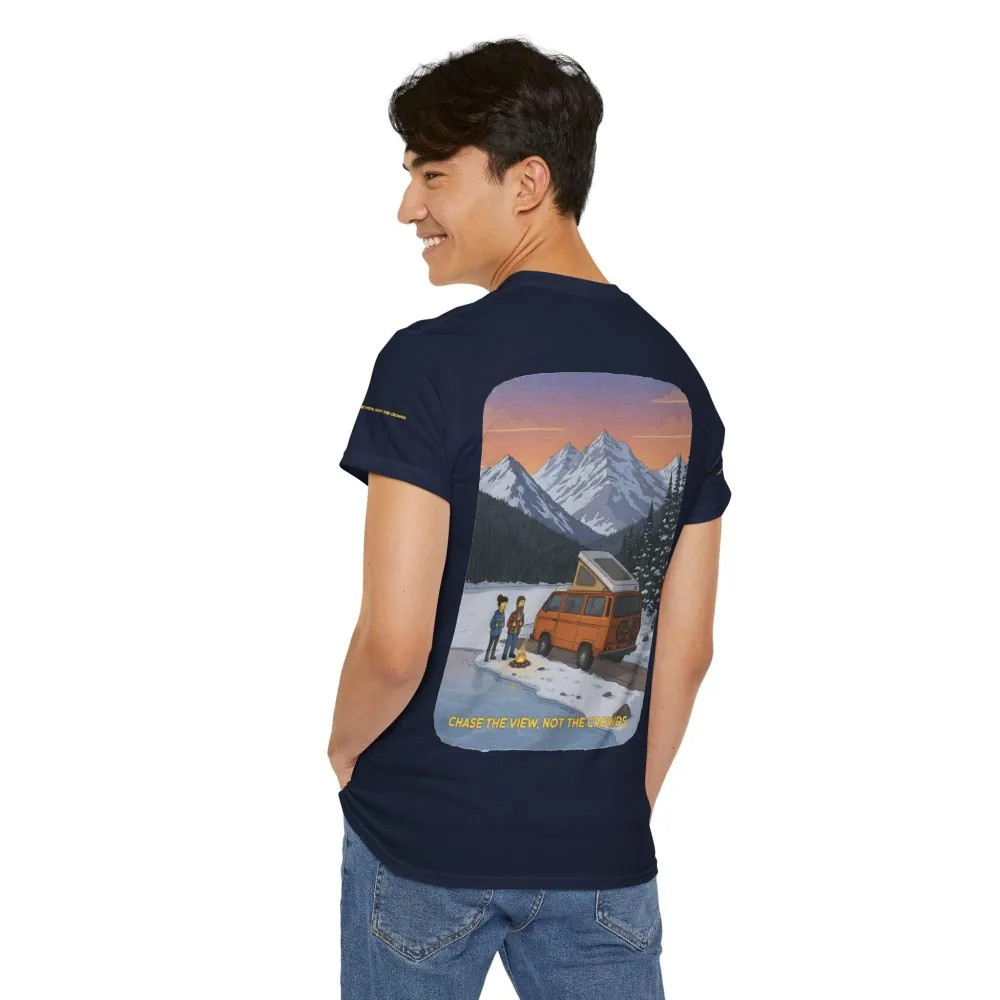 Unisex Heavy Cotton Tee — "Chase The Views-Not The Crowds" Design Sitcom-Line