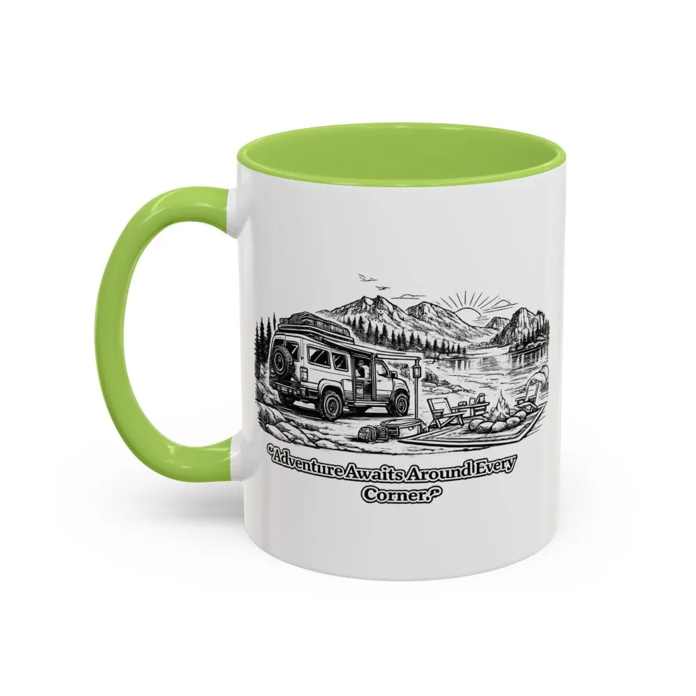 17314506380104204630_2048.jpeg Accent Coffee Mug (11, 15oz) — "Adventure Awaits Around Every Corner" Design Minimal-Line
