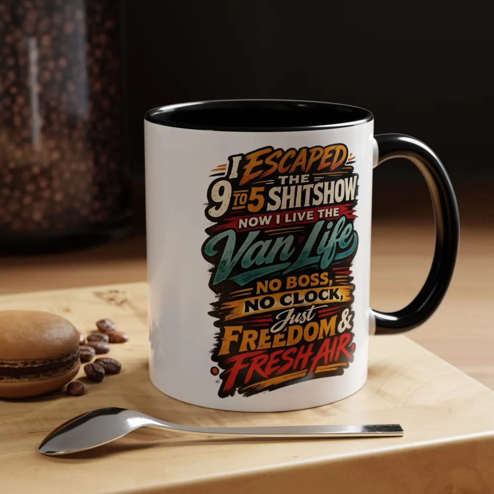 17321160818740151634_2048.jpeg Accent Coffee Mug (11, 15oz) — "I Escaped The 9 To 5" Design F**K-Line