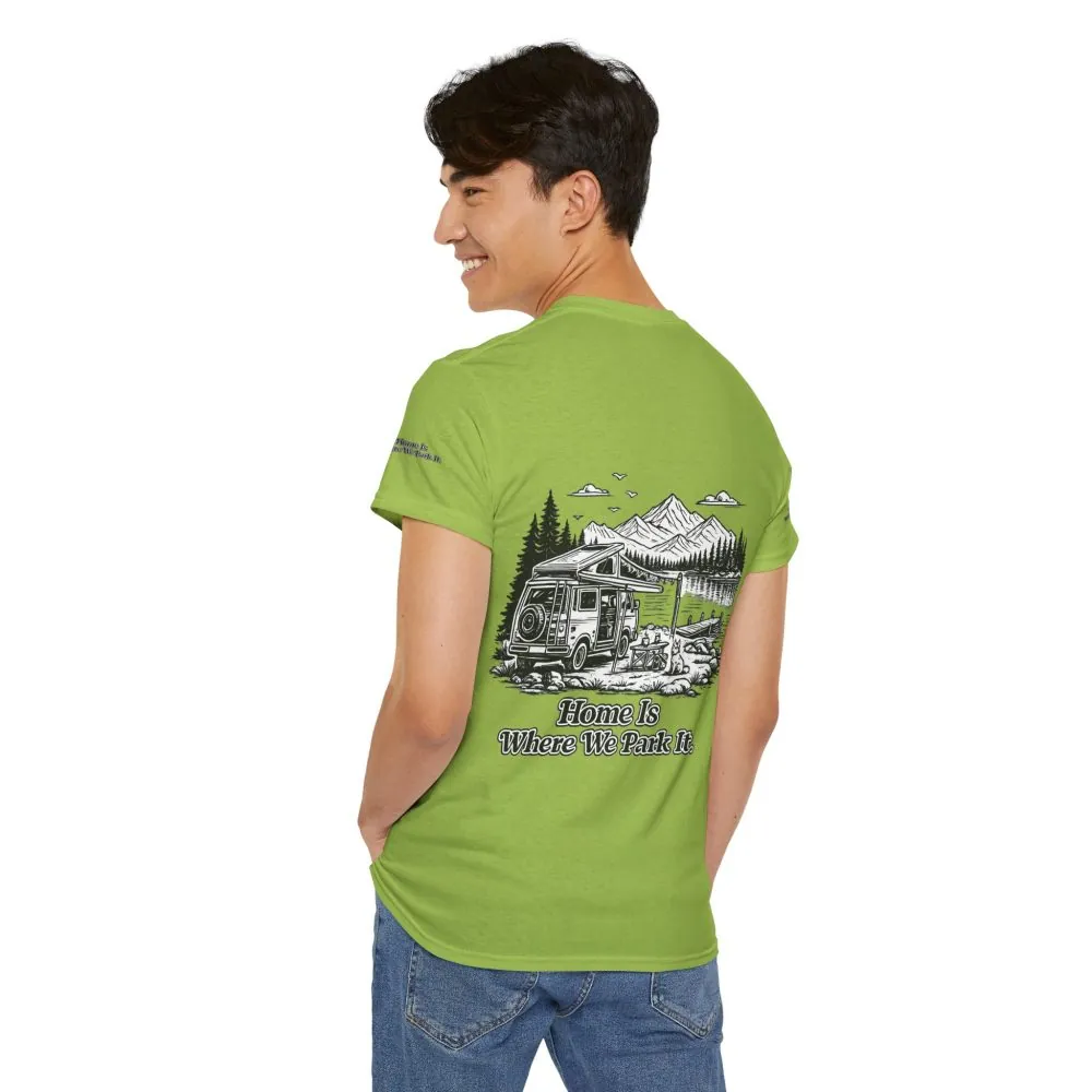 17325835301958349547_2048.jpeg Unisex Heavy Cotton Tee — "Home Is Where You Park It" Design Minimal-Line