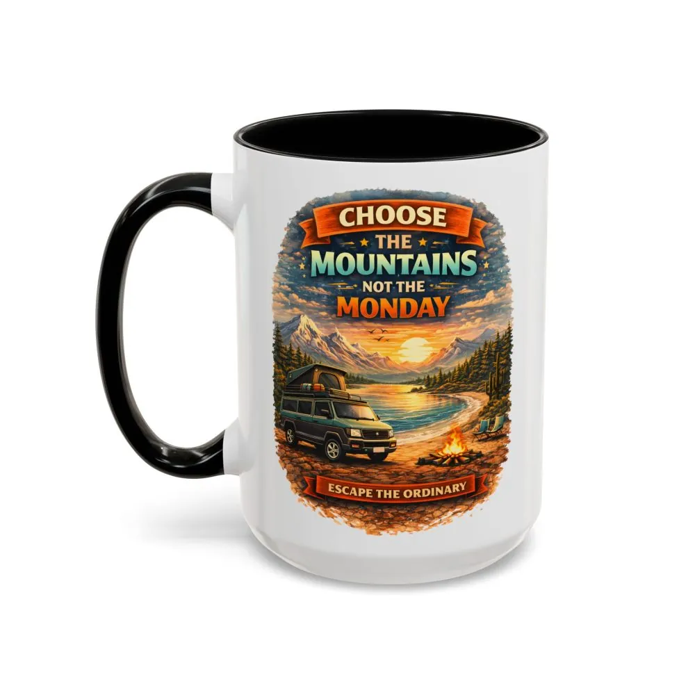 Accent Coffee Mug (11, 15oz) — "Choose The Mountens" Design Scenic-Line