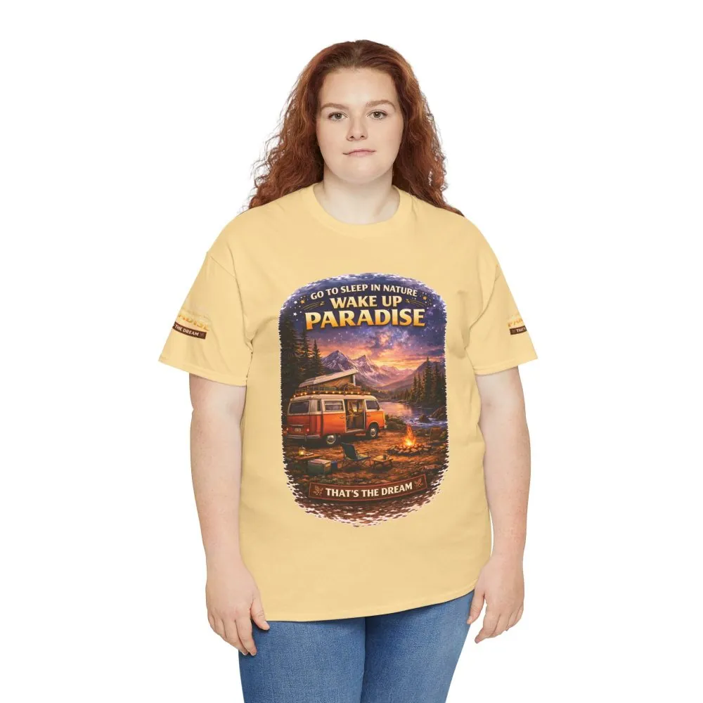 Unisex Heavy Cotton Tee — "Go Sleep In Nature" Design Scenic-Line