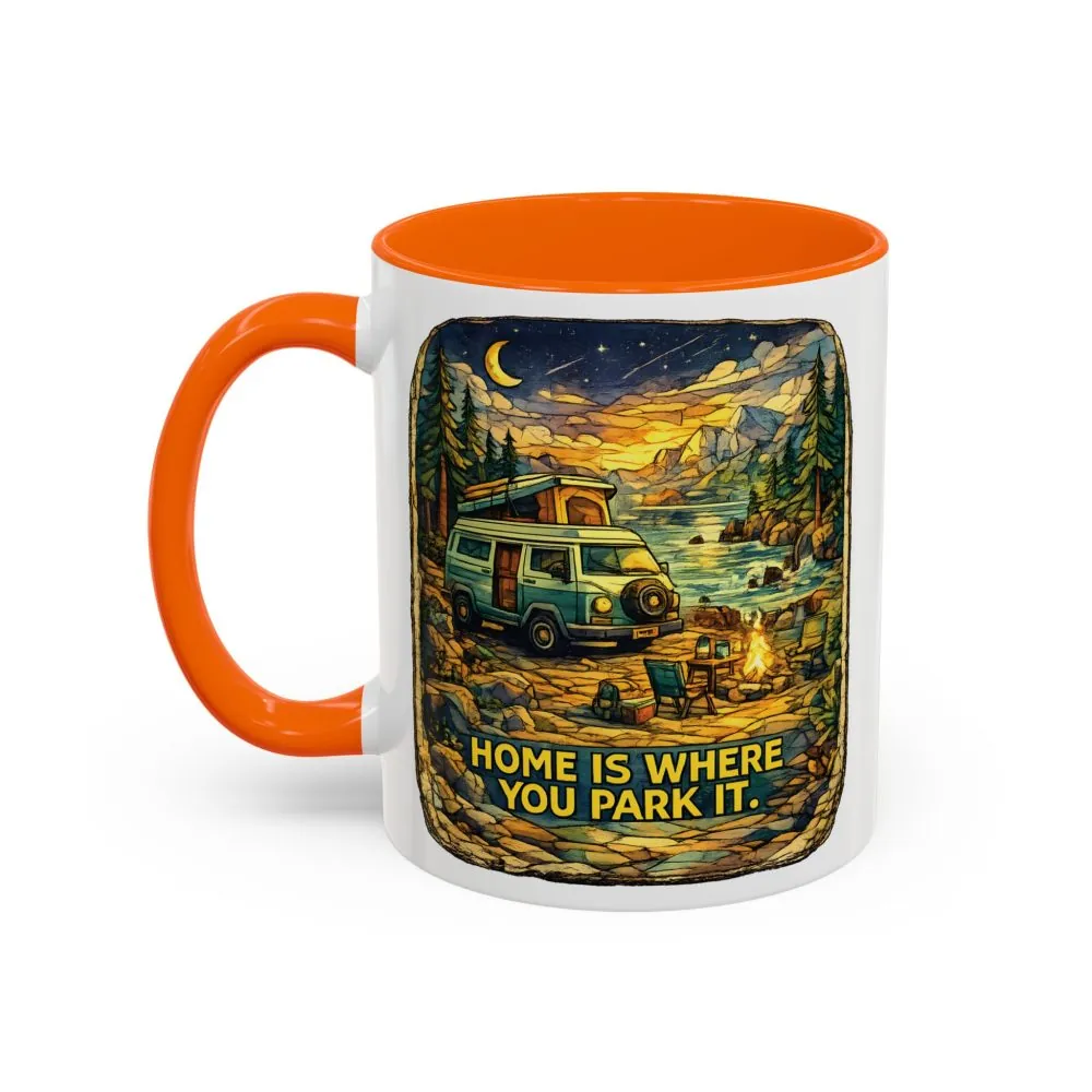 17334328153392339970_2048.jpeg Accent Coffee Mug (11, 15oz) — "Home Is Where You Park It" Design Cubic-Line