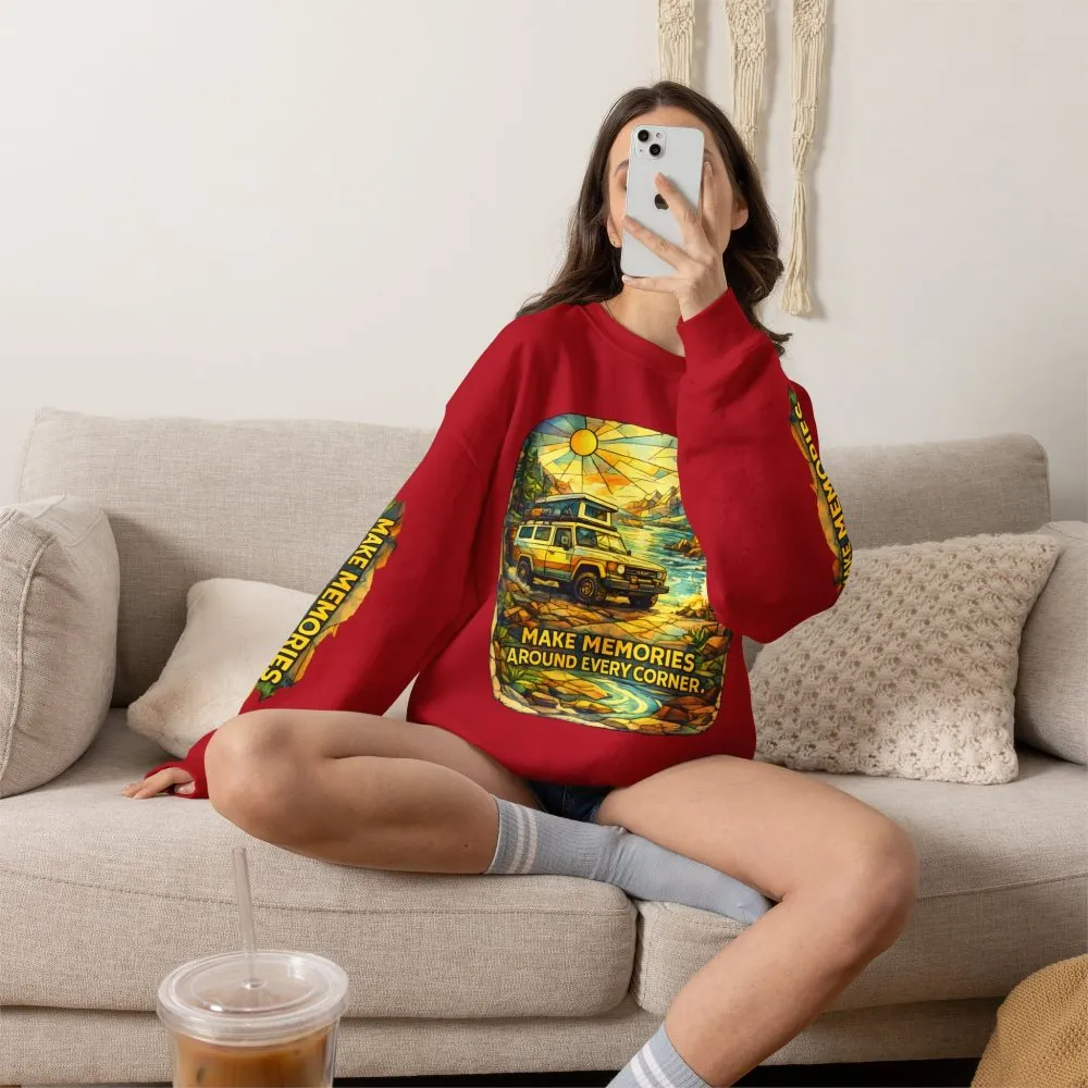 17335024560241922913_2048.jpeg Unisex Heavy Blend™ Crewneck Sweatshirt — "Make Memories Around Every Corner" Design Cubic-Line