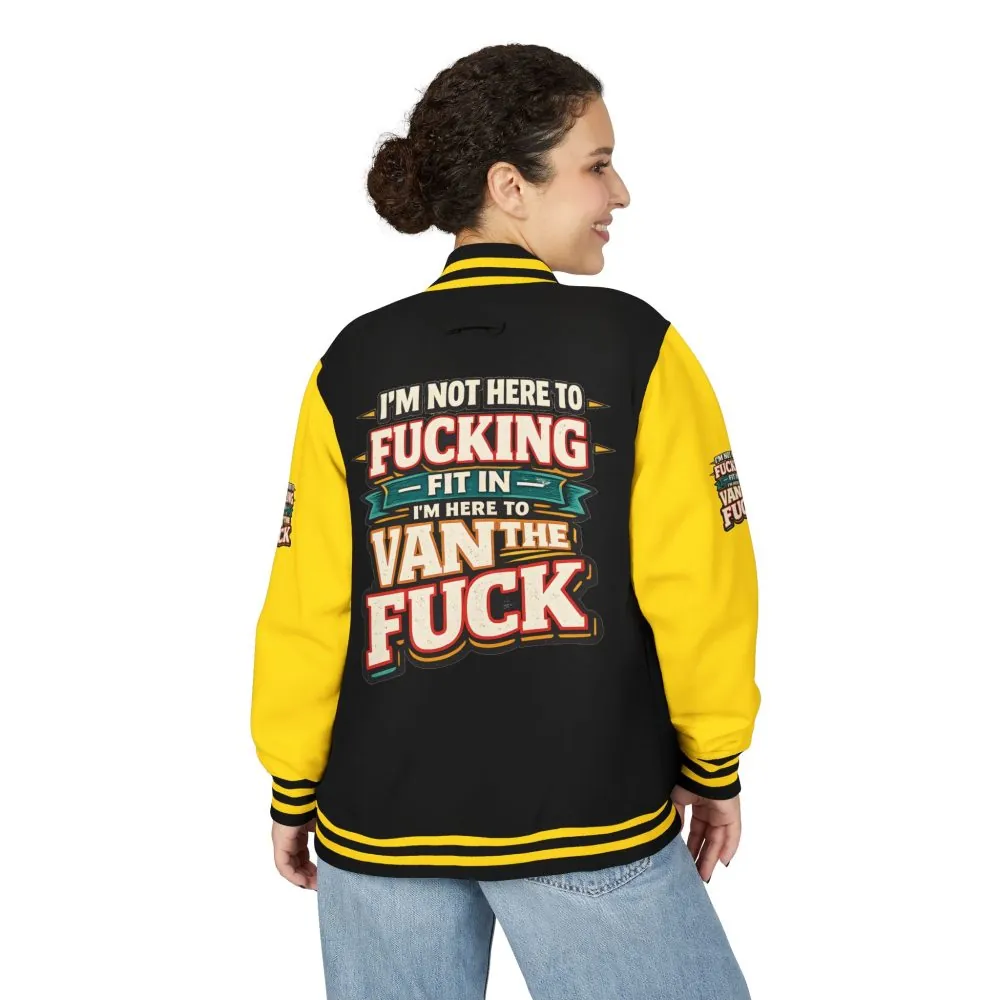 Unisex Heavyweight Letterman Jacket — "I´m Not Here To Fucking Fit In" Design F**K-Line