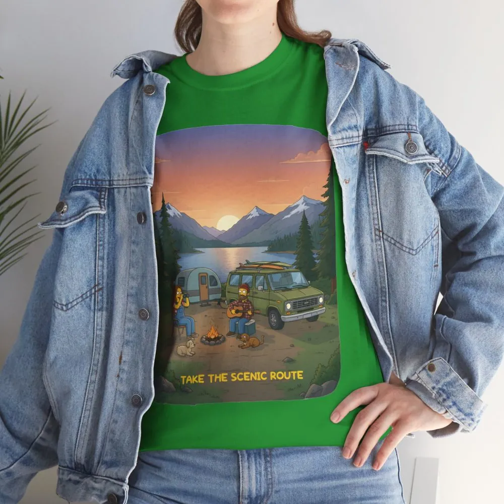 Unisex Heavy Cotton Tee — "Take The Scenic Route" Design Sitcom-Line