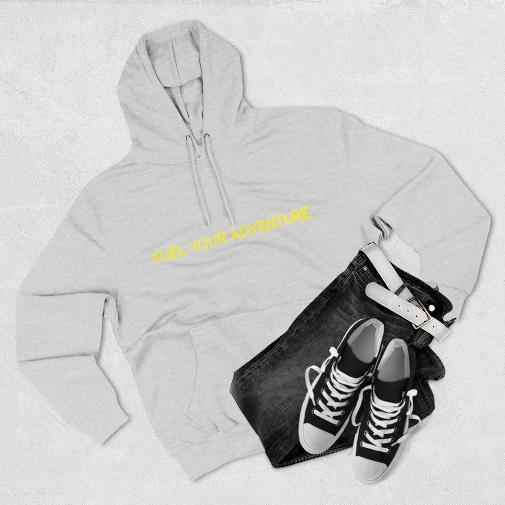 Three-Panel Fleece Hoodie - "Fuel Your Adventure" Design Sitcom-Line