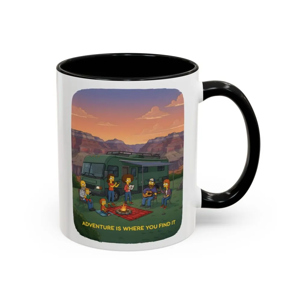 Accent Coffee Mug (11, 15oz) — "Adventure Is Where You Find It" Design Sitcom-Line