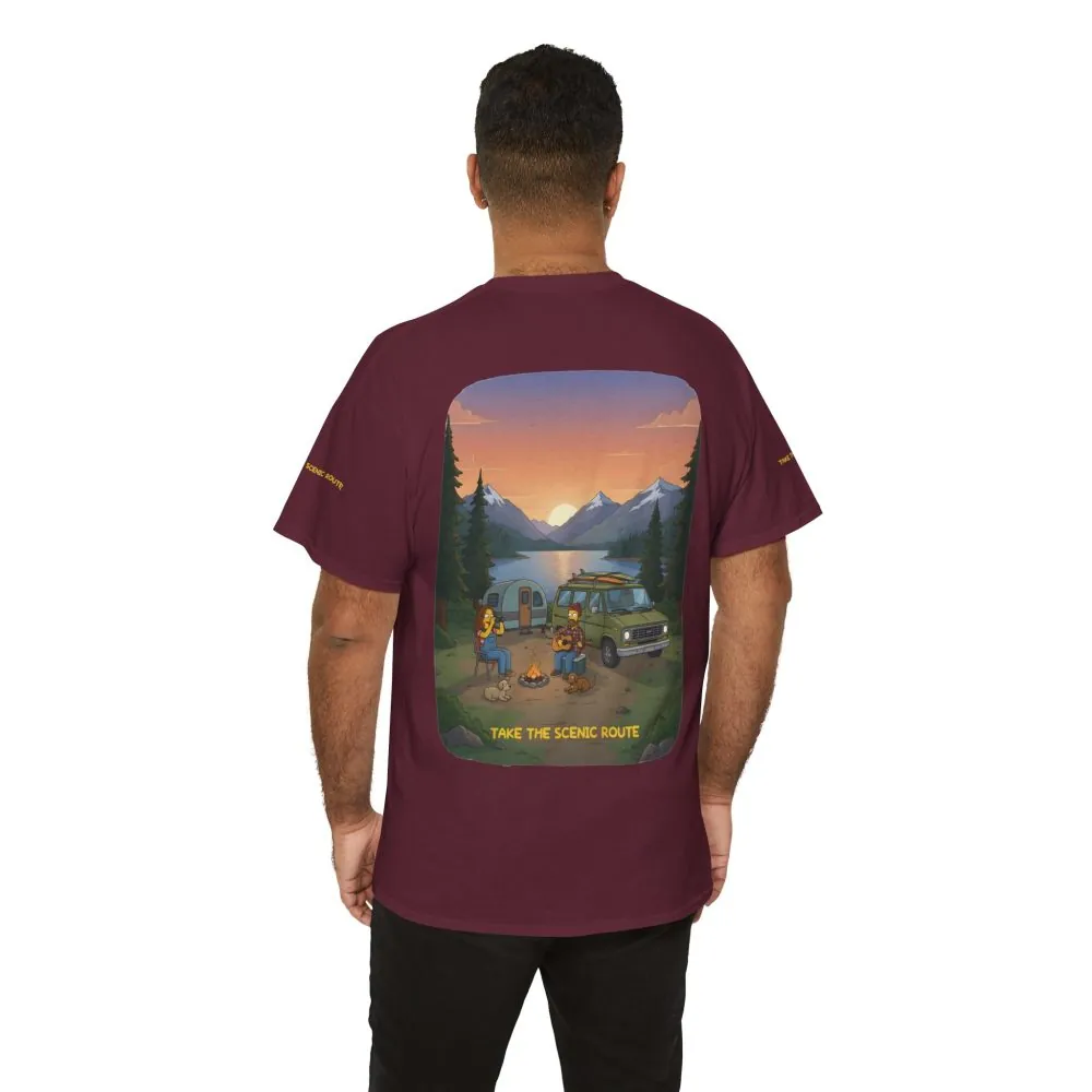 Unisex Heavy Cotton Tee — "Take The Scenic Route" Design Sitcom-Line