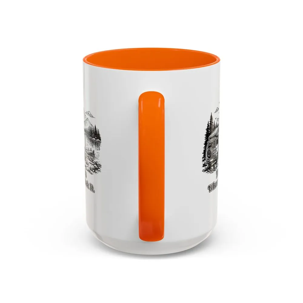 Accent Coffee Mug (11, 15oz) — "Home Is Where You Park It" Design Minimal-Line