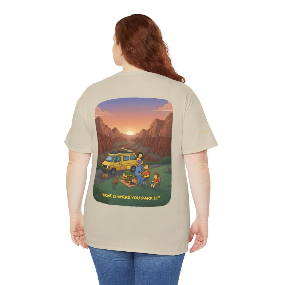 Unisex Heavy Cotton Tee — "Home Is Where You Park It" Design Sitcom-Line