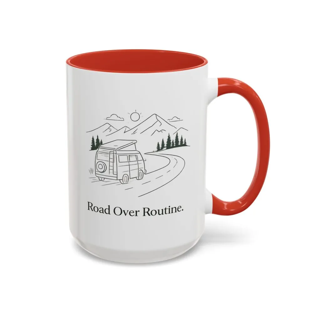 17405935006289997723_2048.jpeg Accent Coffee Mug (11, 15oz) — "Road Over Routine" Design Minimal-Line